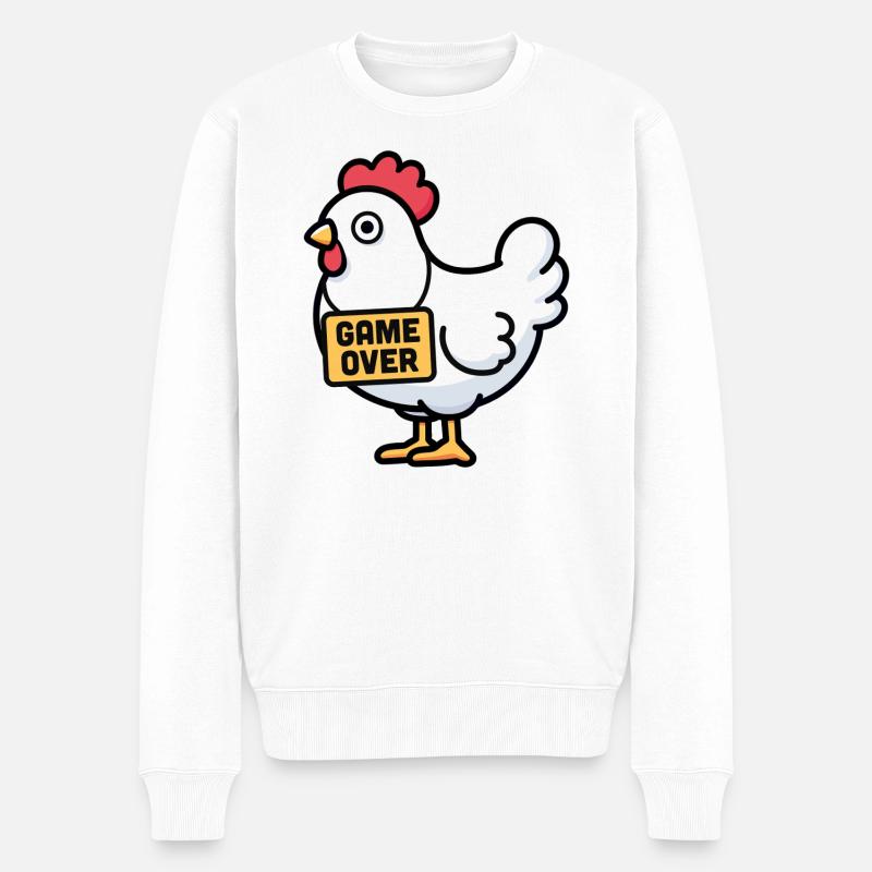 Hühnchen-Spiel vorbei - Männer Premium Bio Pullover - Weiß