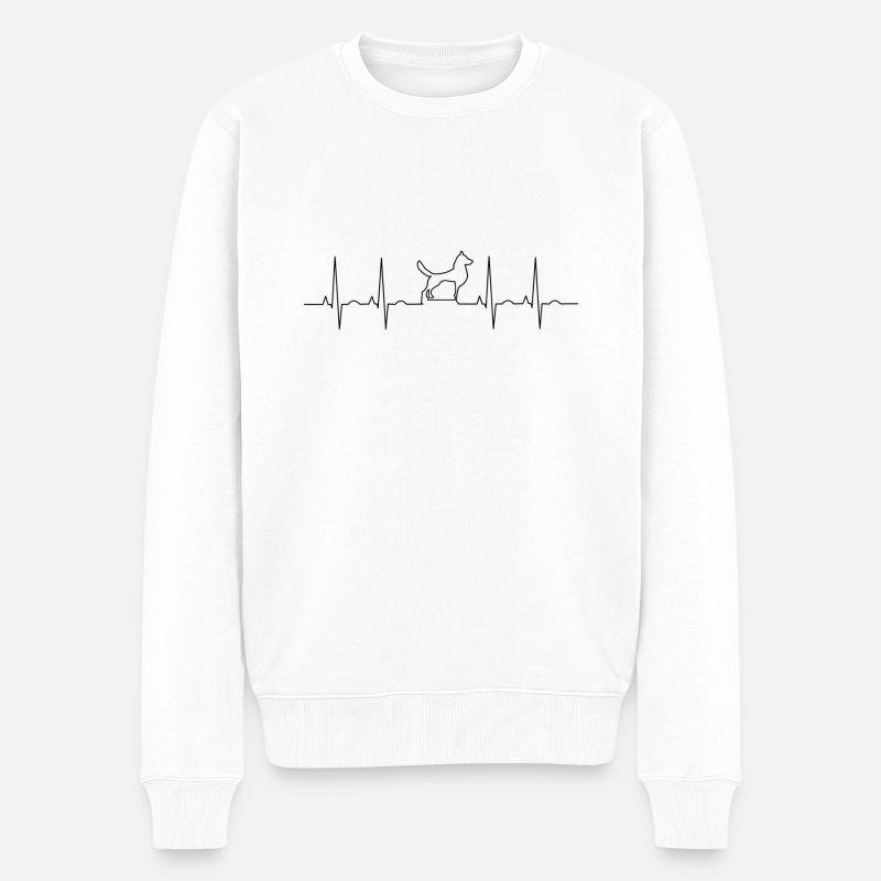 Pouls cardiaque, chien, loup - Pull Premium bio Homme - blanc