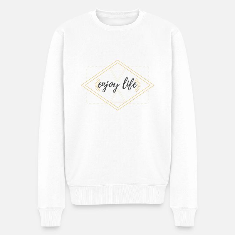 enjoy life - Männer Premium Bio Pullover - Weiß