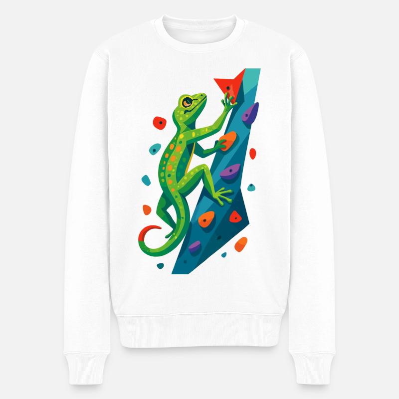 Bouldern Gecko Klettertier Klettern Echse Geschenk - Männer Premium Bio Pullover - Weiß