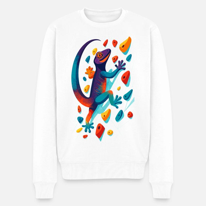 Bouldern Gecko Klettertier Klettern Echse Geschenk - Männer Premium Bio Pullover - Weiß