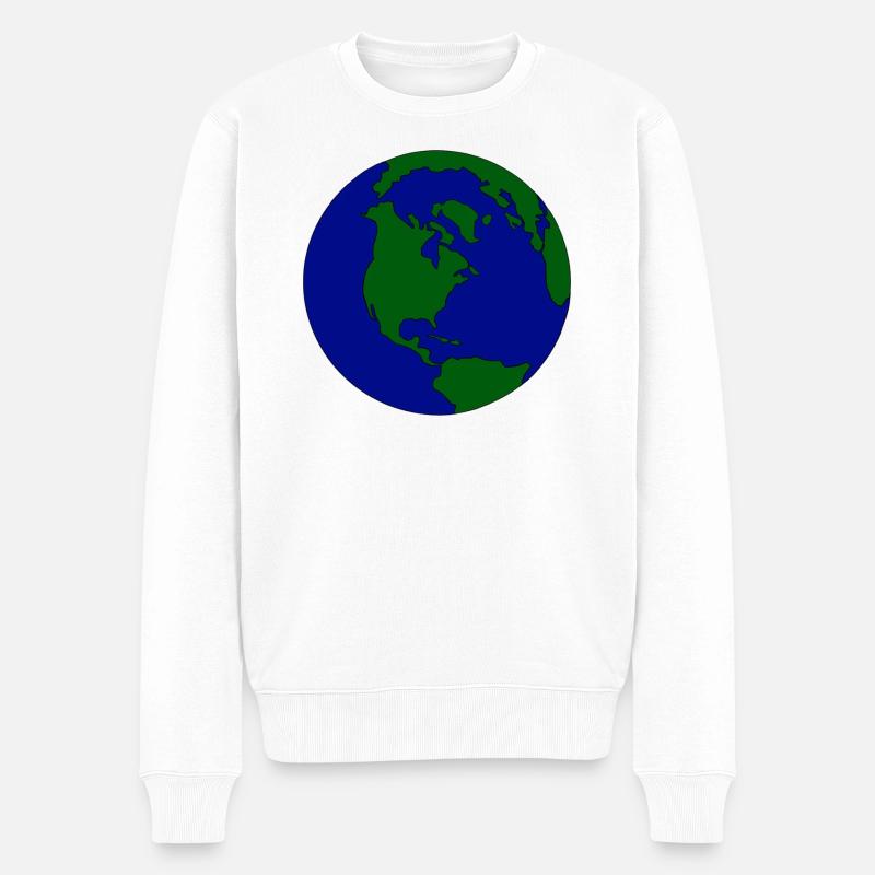 Minimaler Globus: Erde in Blau-Grün - Männer Premium Bio Pullover - Weiß