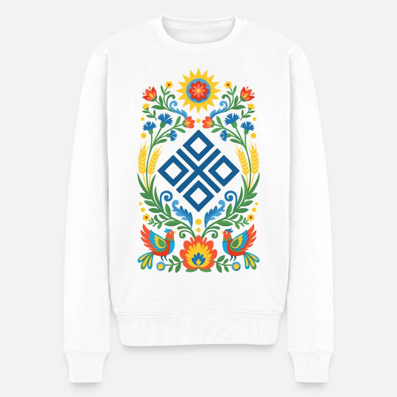 Ornement populaire de Mokosz - Pull Premium bio Homme - blanc