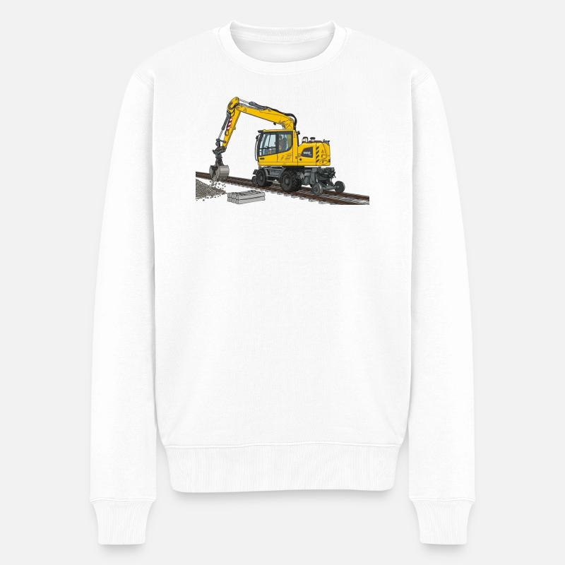 Zweiwegebagger Bagger Gleisbau - Männer Premium Bio Pullover - Weiß