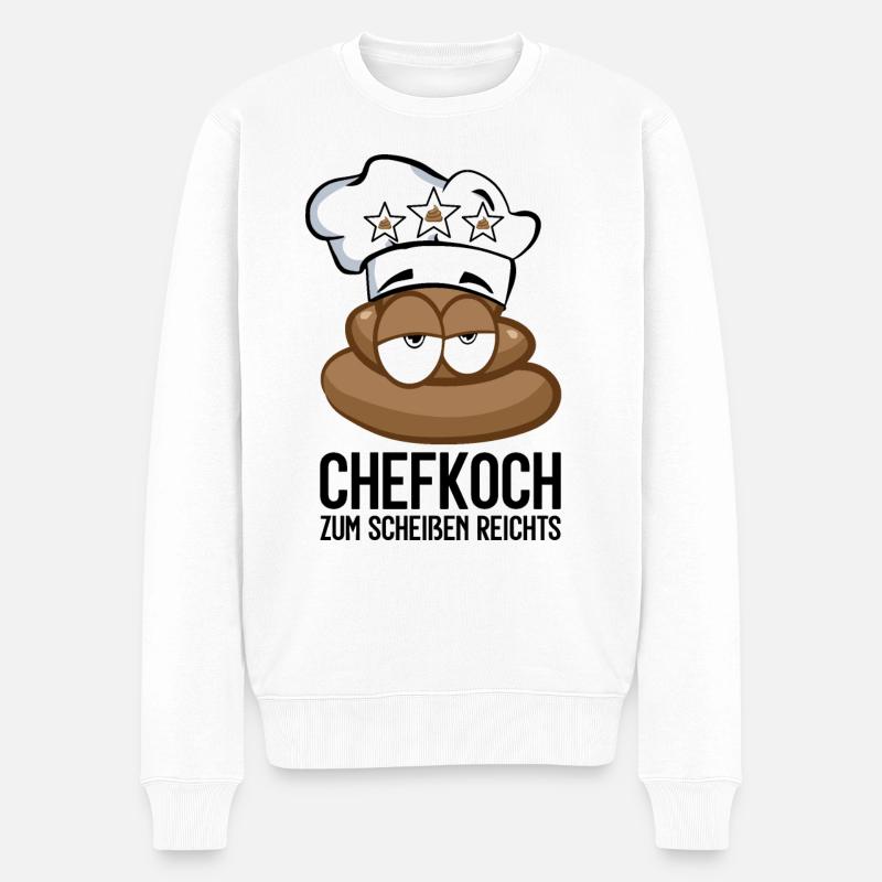 CHEFKOCH POOP SCHEISSE KOCH KOCHEN - Männer Premium Bio Pullover - Weiß