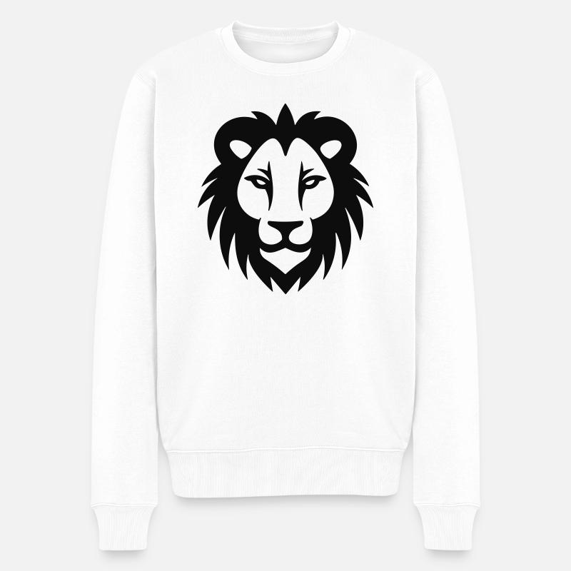 Löwenkopf - Männer Premium Bio Pullover - Weiß