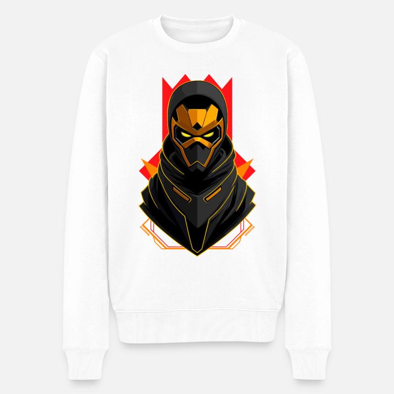 Goldener Roboter - Männer Premium Bio Pullover - Weiß