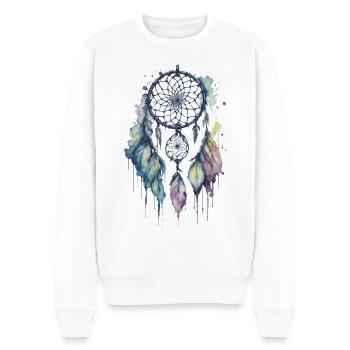 Skurrile Träume: Ein zarter Aquarell-Traumfang - Männer Premium Bio Pullover - Weiß - Vorne - Thijin (182cm)