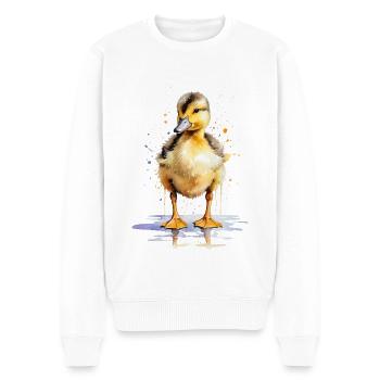 Aquarell-Niedlichkeit: Malen Sie ein verspieltes Entlein - Männer Premium Bio Pullover - Weiß - Vorne - Thijin (182cm)