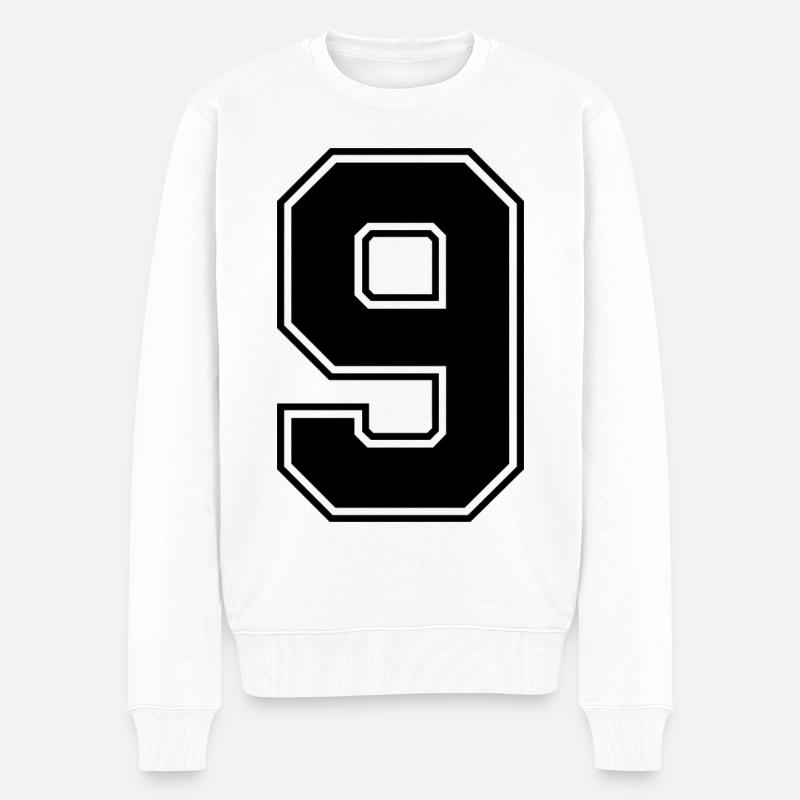 9 Zahl Trikot - Männer Premium Bio Pullover - Weiß