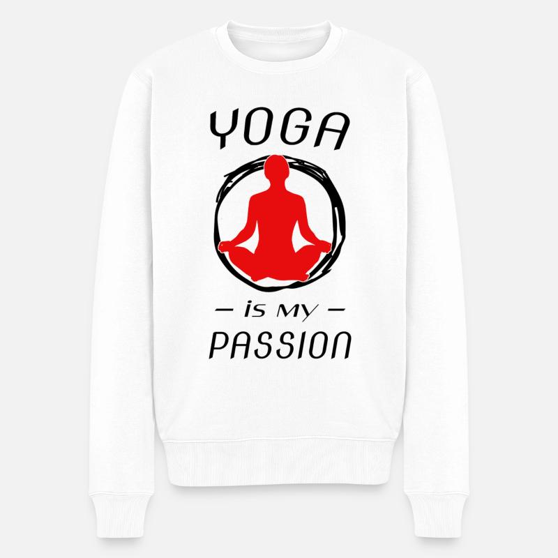 YOGA - Männer Premium Bio Pullover - Weiß