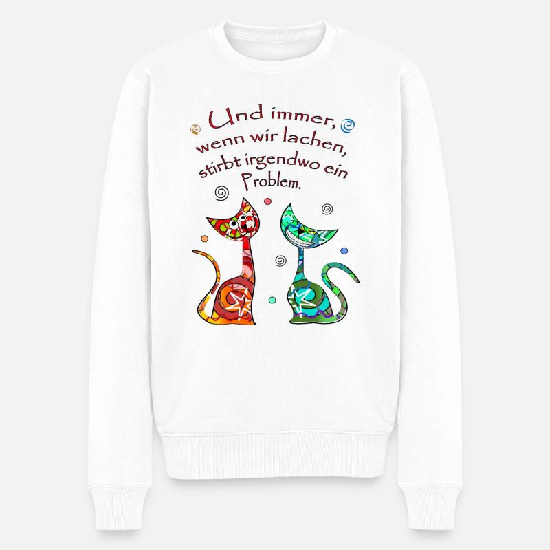 Katzen - Männer Premium Bio Pullover - Weiß
