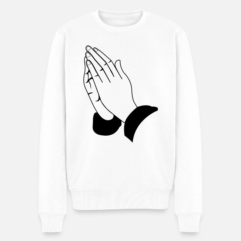 hände beten - Männer Premium Bio Pullover - Weiß