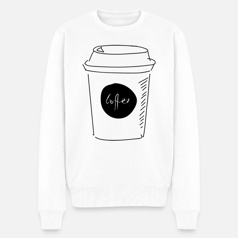 Café. café, café - Pull Premium bio Homme - blanc