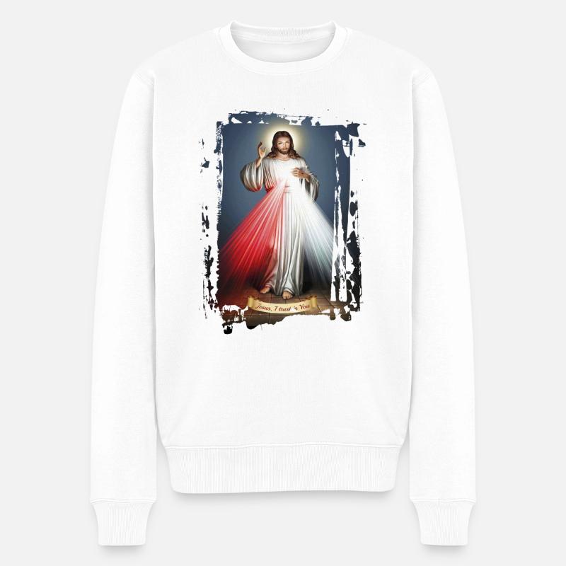 Jesus - Männer Premium Bio Pullover - Weiß