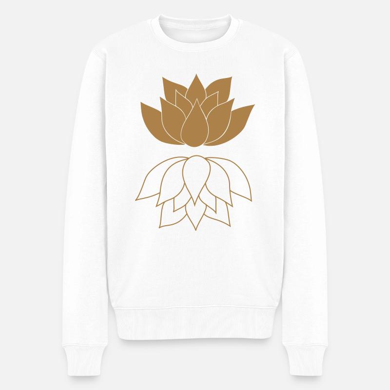 Lotus avec image miroir - Pull Premium bio Homme - blanc