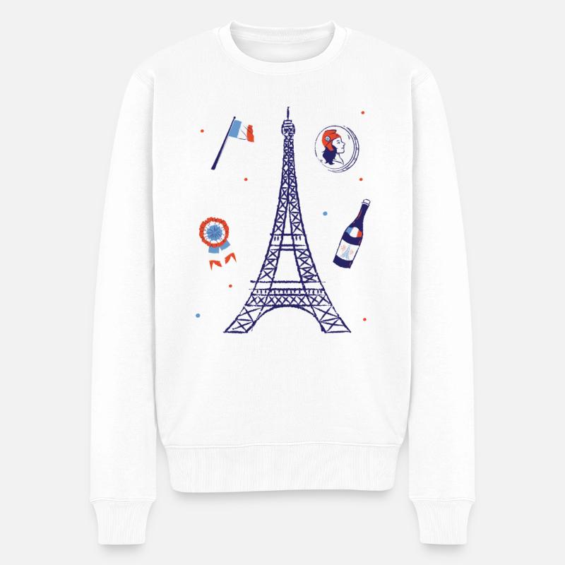 Frankreich - Männer Premium Bio Pullover - Weiß