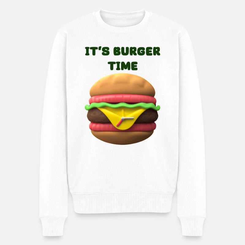 C’EST L’HEURE DU BURGER - Pull Premium bio Homme - blanc