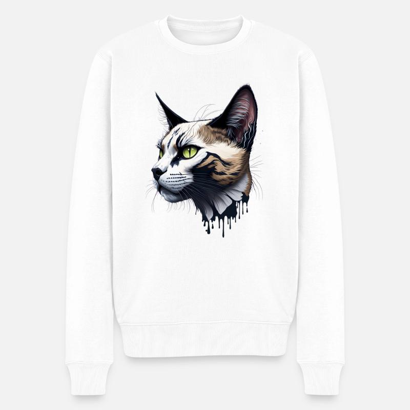 Splash Art Katzen Design - Männer Premium Bio Pullover - Weiß