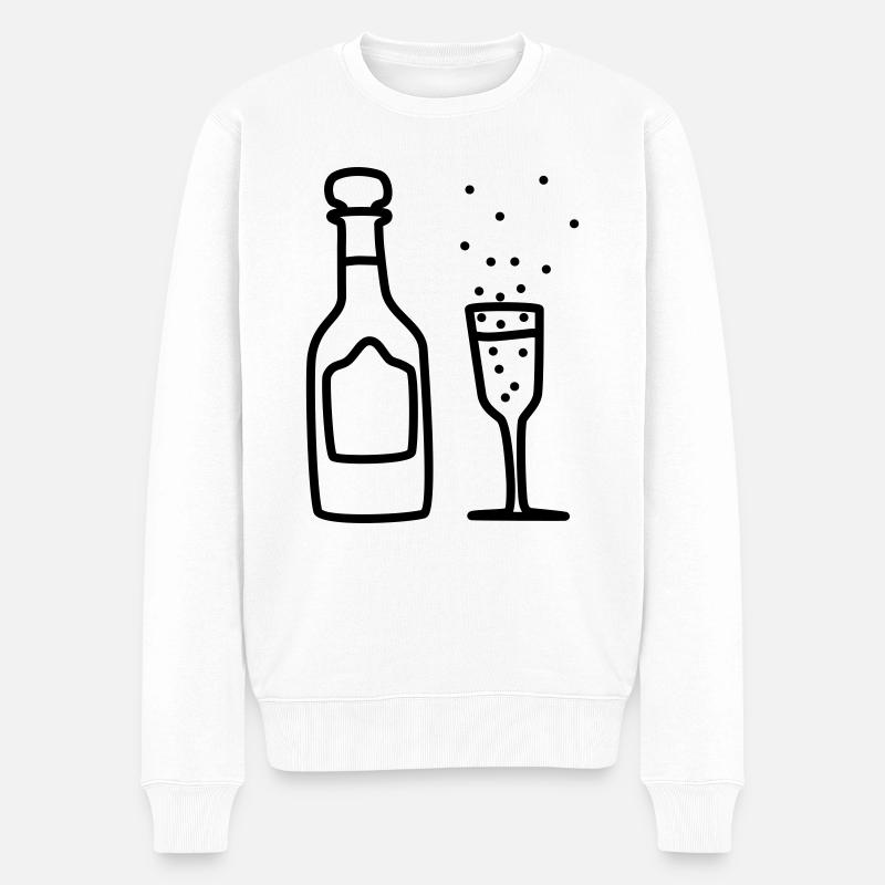sekt mit glas 2 - Männer Premium Bio Pullover - Weiß