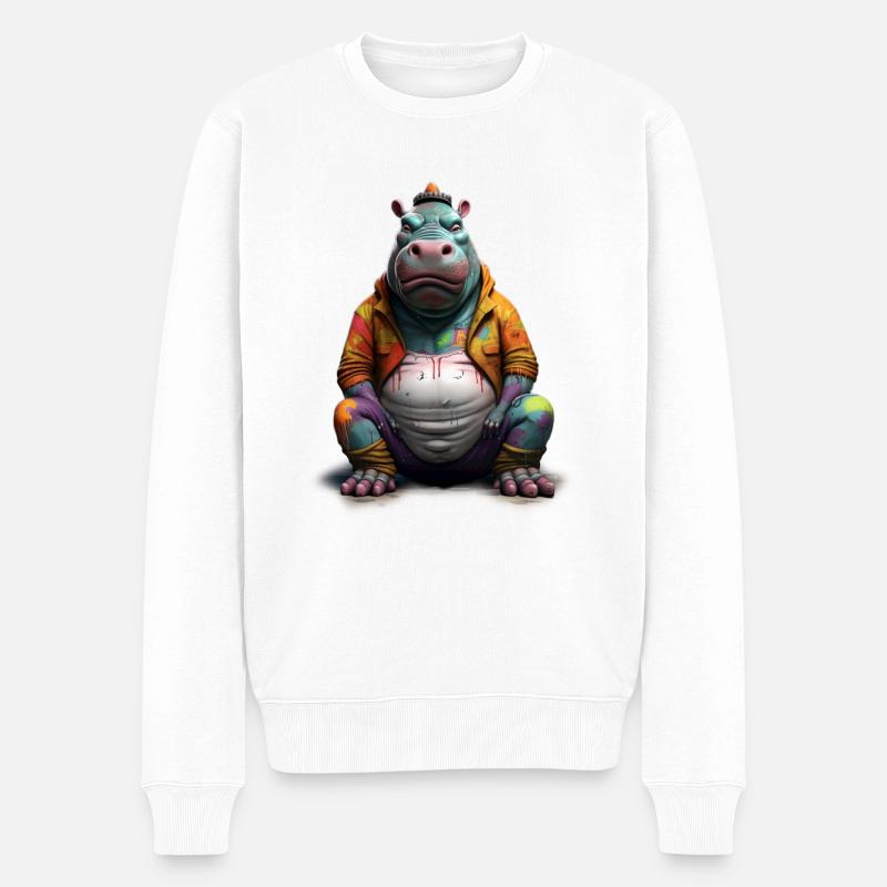 Hippopotame de style de rue | Amateurs d’hippopotames - Pull Premium bio Homme - blanc