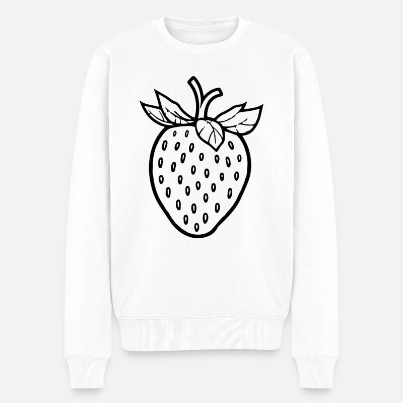 Erdbeere Obst Frucht - Männer Premium Bio Pullover - Weiß