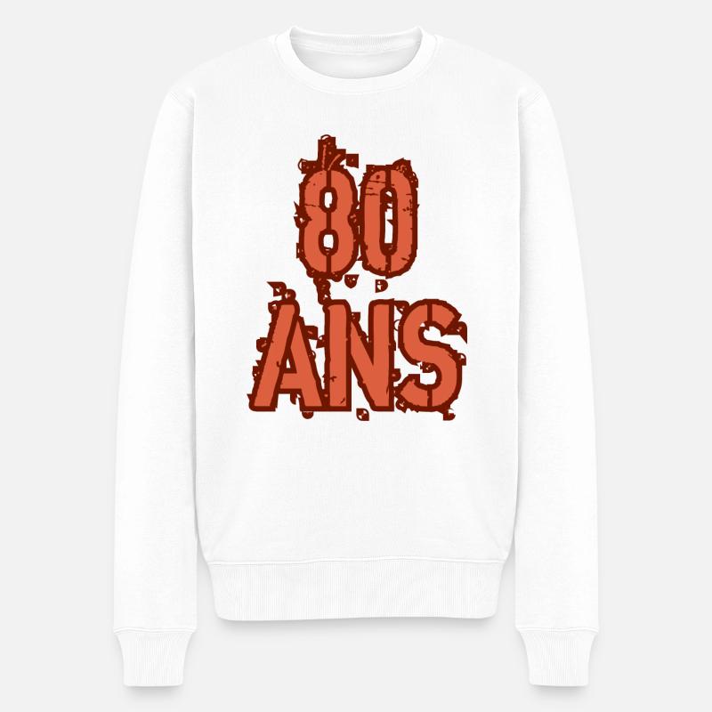80 ANS - Pull Premium bio Homme - blanc
