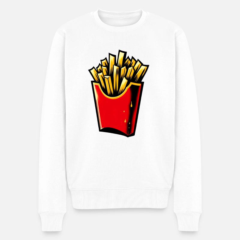 Pommes 🍟 - Männer Premium Bio Pullover - Weiß