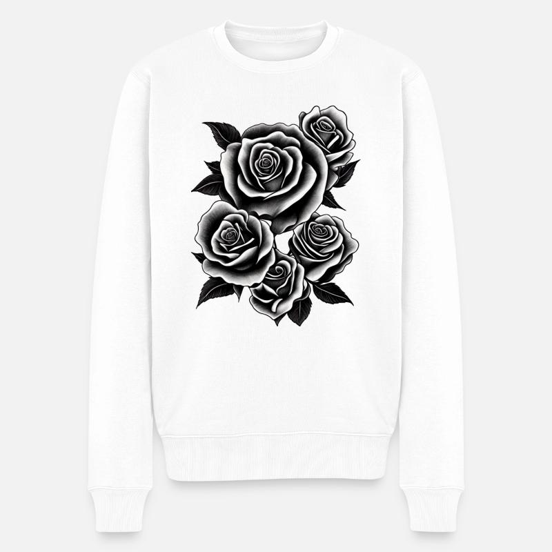 Bouquet de roses Bouquet de fleurs de rose - Pull Premium bio Homme - blanc