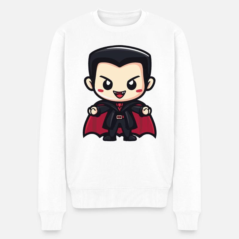 Vampir Halloween Niedlich Comic - Männer Premium Bio Pullover - Weiß