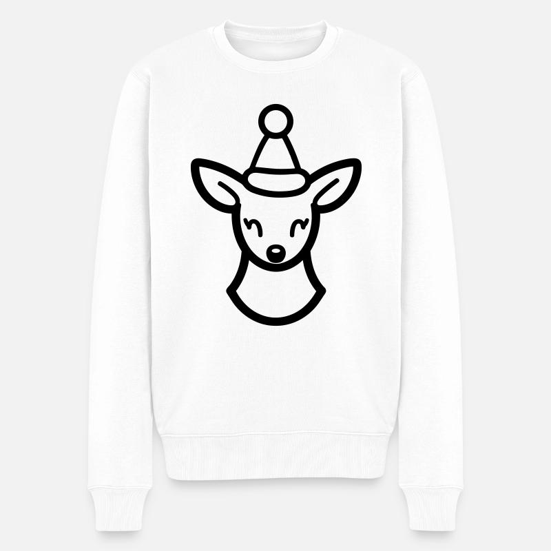 Rentier - Männer Premium Bio Pullover - Weiß