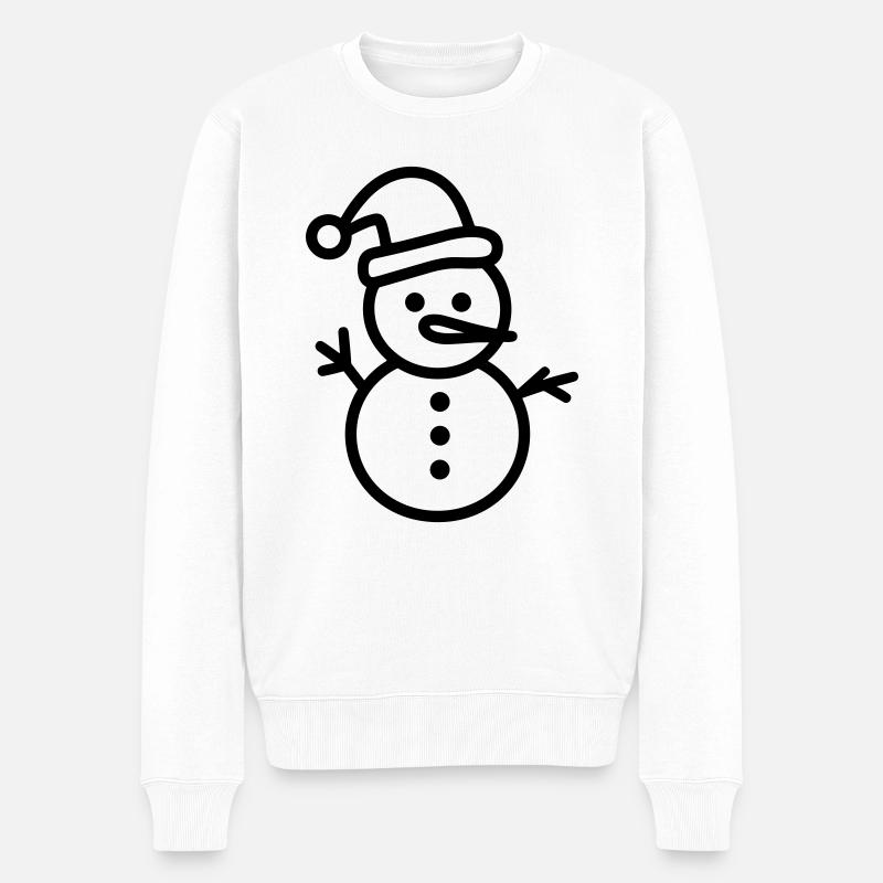 Schneemann - Männer Premium Bio Pullover - Weiß