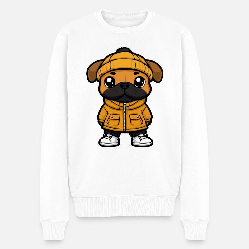 Boxer Hund Cartoon - Männer Premium Bio Pullover - Weiß