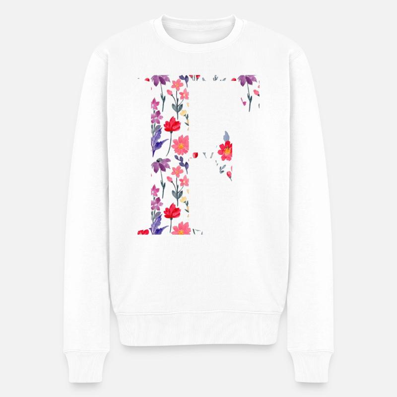 Personalisierter Blumenbuchstabe f - Geschenkidee - Männer Premium Bio Pullover - Weiß