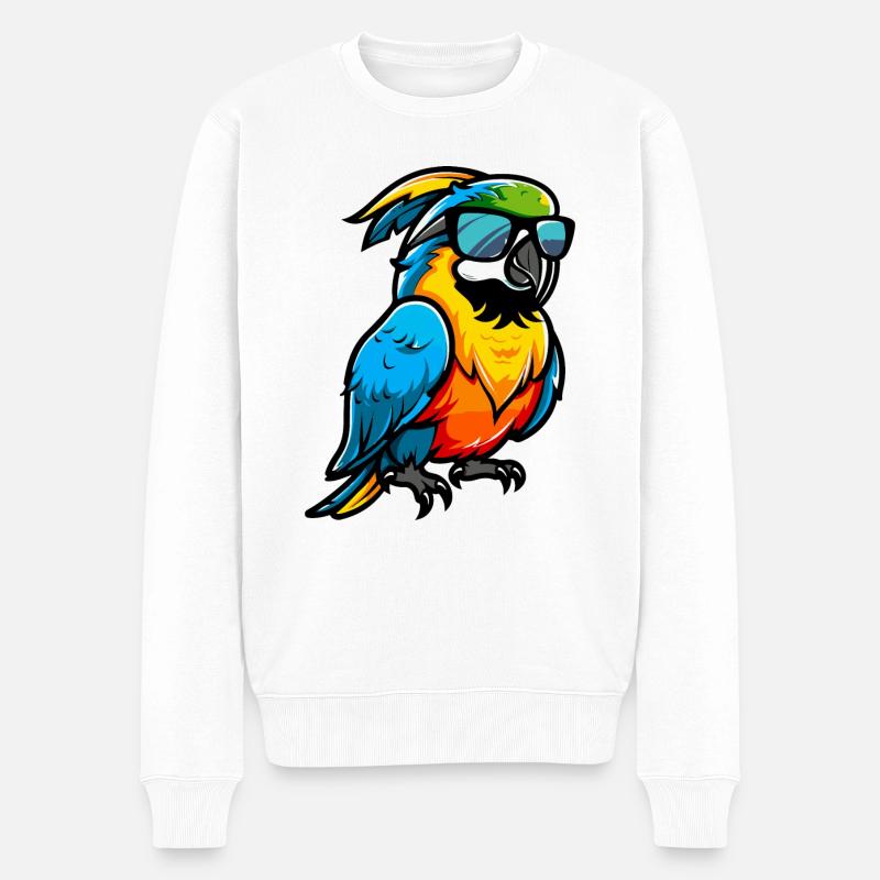 Papagai Comic Cool - Männer Premium Bio Pullover - Weiß