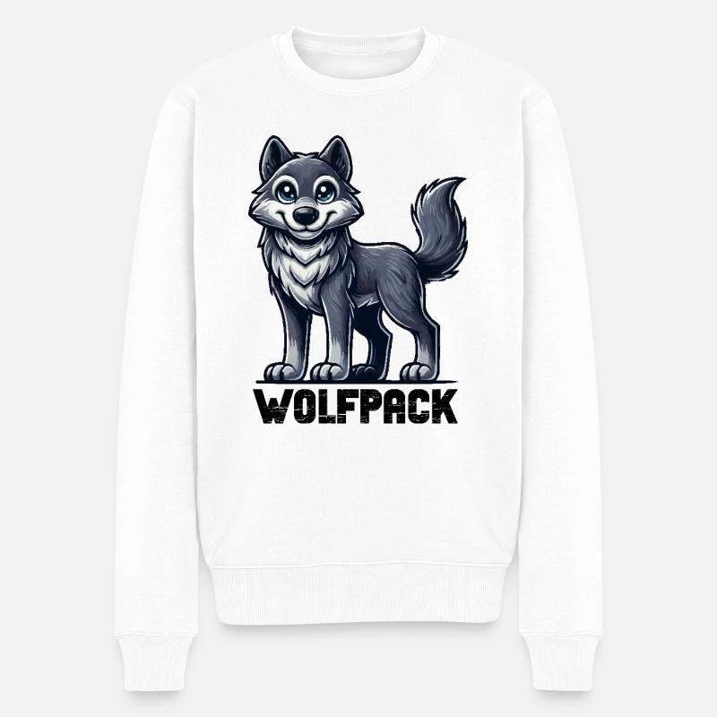 wolf comic - Männer Premium Bio Pullover - Weiß