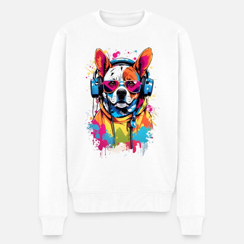 Coole Hund - Männer Premium Bio Pullover - Weiß