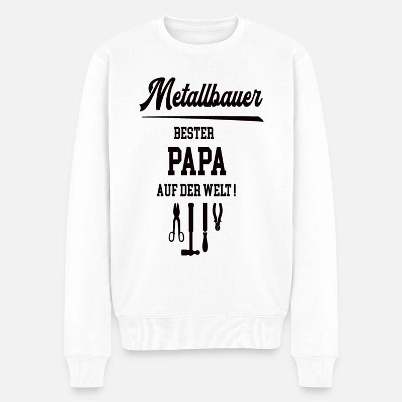 Bester Papa Metallbauer Metallbau Vatertag Geb - Männer Premium Bio Pullover - Weiß
