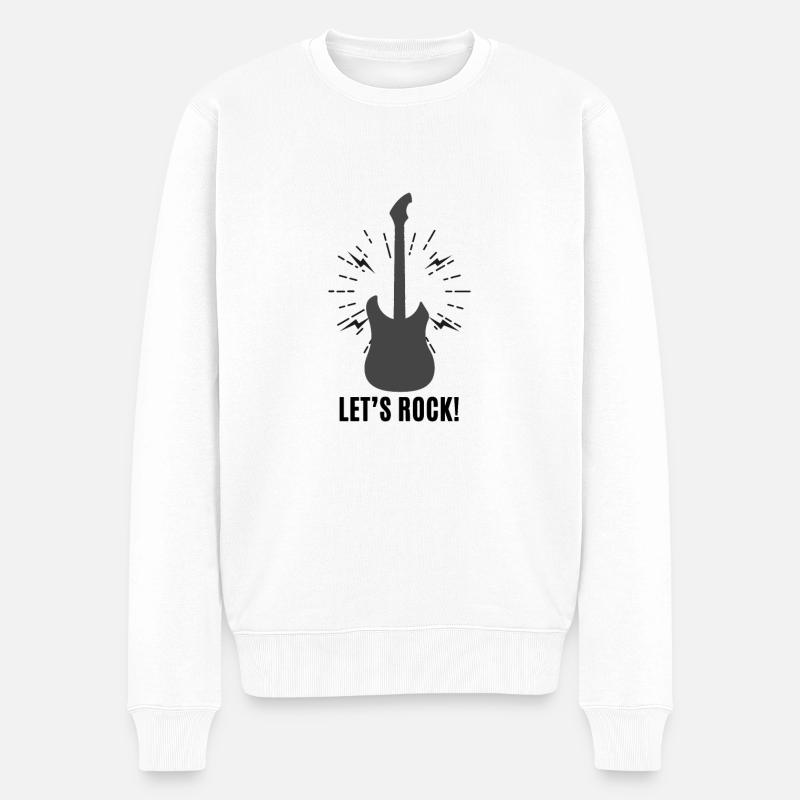 Let's rock avec guitare - Pull Premium bio Homme - blanc