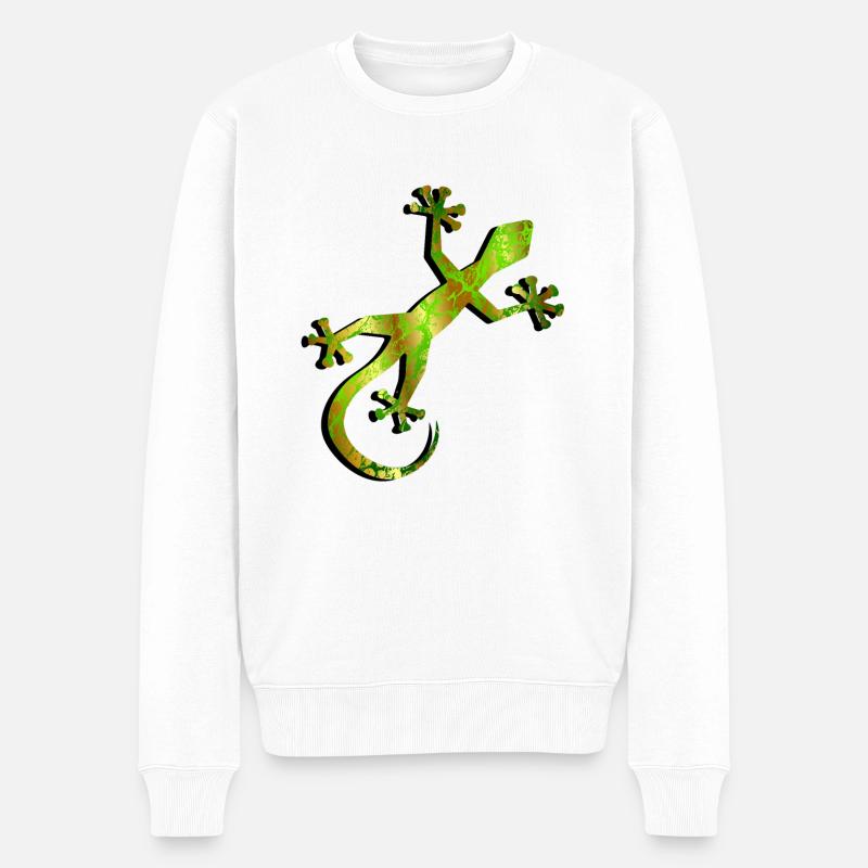 Gecko Gekko Salamander Tier Reptil Eidechse - Männer Premium Bio Pullover - Weiß