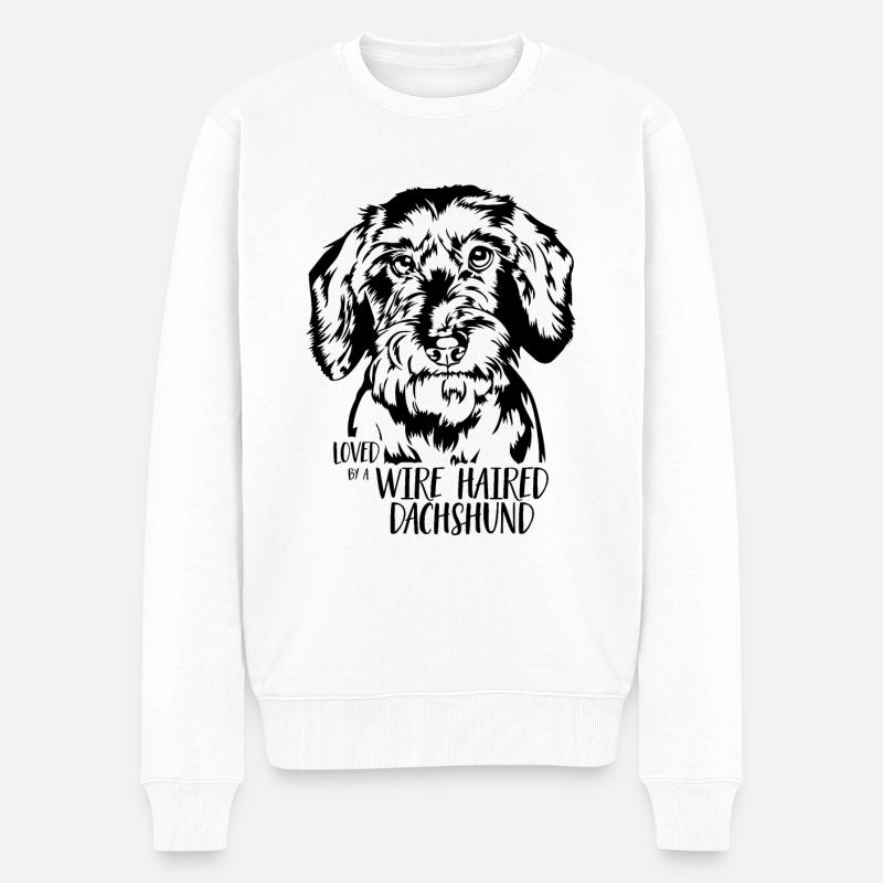 Loved by a Wire Haired Dachshund Hunde Wilsigns - Männer Premium Bio Pullover - Weiß