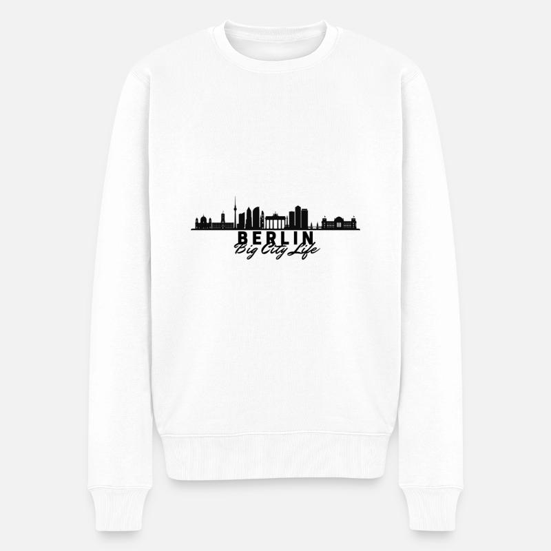 Berlin City Big Germany - Männer Premium Bio Pullover - Weiß