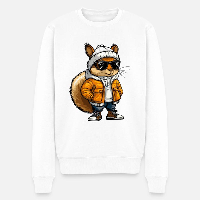 Écureuil Bande dessinée cool - Pull Premium bio Homme - blanc
