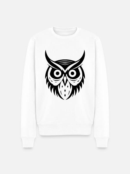 Eule Tier - Männer Premium Bio Pullover - Weiß