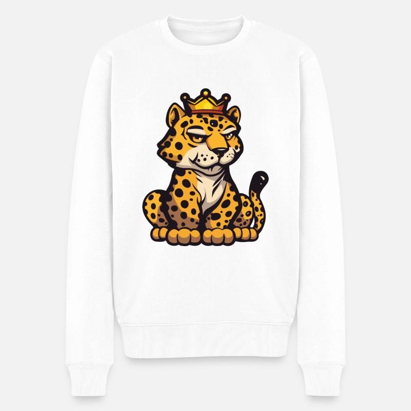 Couronne de bande dessinée léopard - Pull Premium bio Homme - blanc