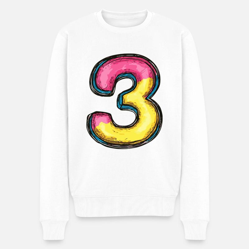 3 Symbole numérique - Pull Premium bio Homme - blanc