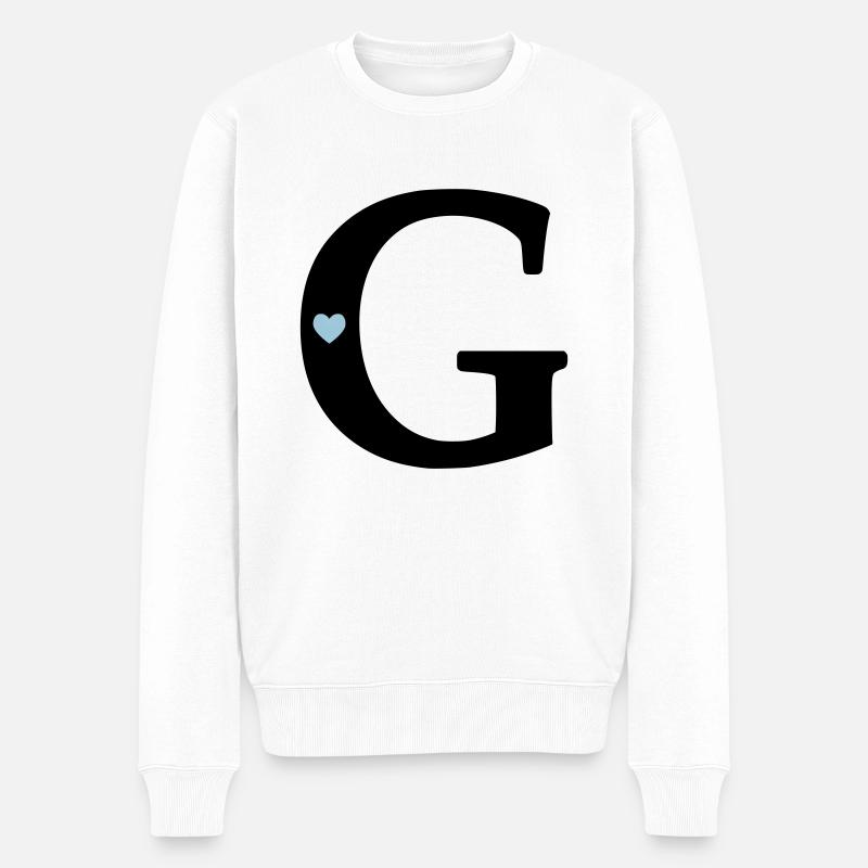 Buchstabe G Anfangsbuchstabe - Männer Premium Bio Pullover - Weiß