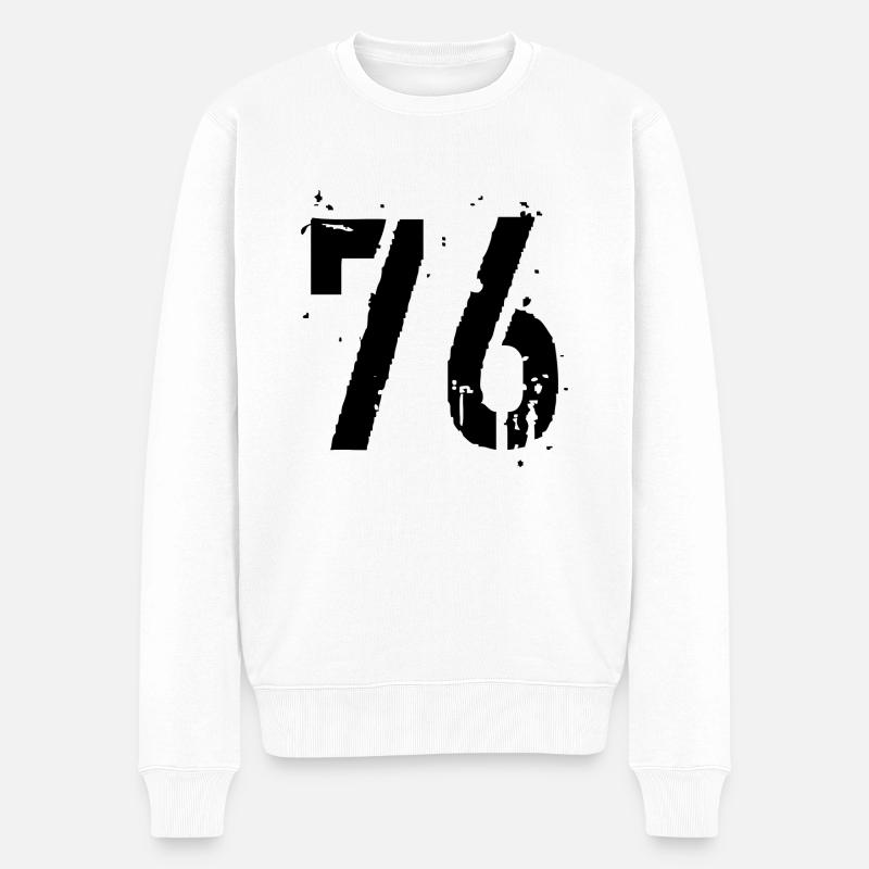 Nummer 76 - Männer Premium Bio Pullover - Weiß