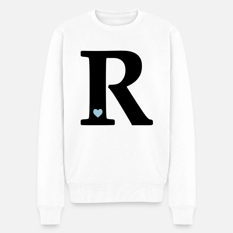 Buchstabe R Anfangsbuchstabe - Männer Premium Bio Pullover - Weiß
