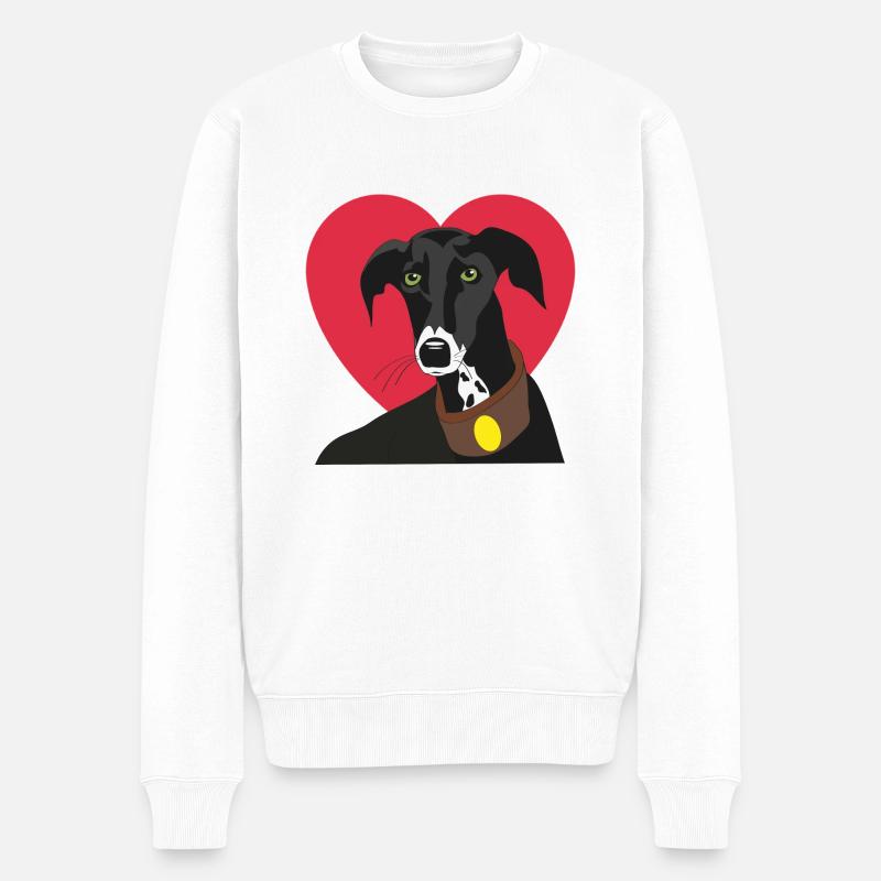 Galgo avec coeur - Pull Premium bio Homme - blanc